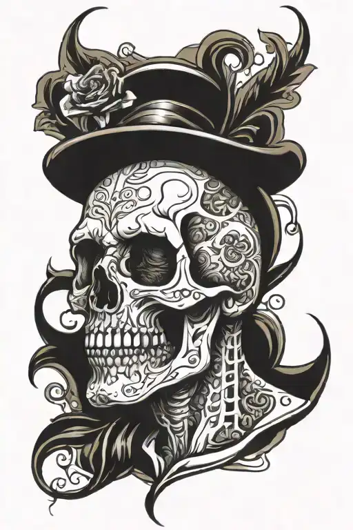 Skull And Face Morphing Half Skeleton