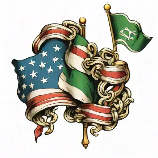 Italian Flag Intertwined With American Flag And My Daughter Name Kenley