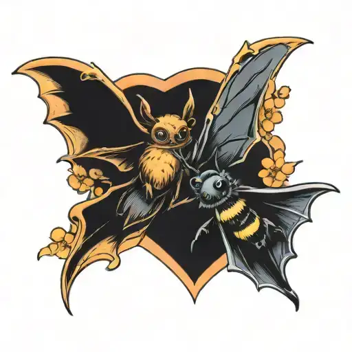 Bat And Bee Flying