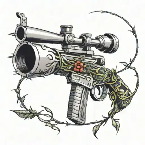 Vine With Thorns And A Sniper Aiming Through A Scope