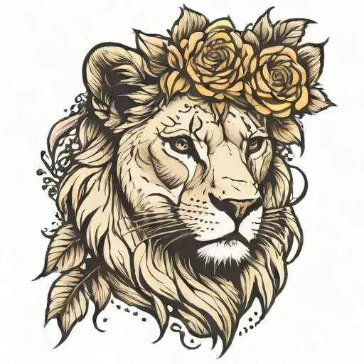 Lioness With Flower Crown