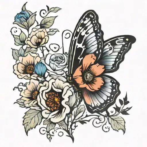 Butterfly With A Poppy Wing