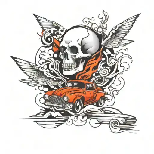 Skull And Car Drifting