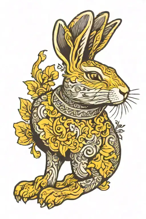 Rabbit Yellow Background
