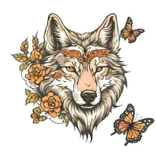 Wolf And Butterfly Resting