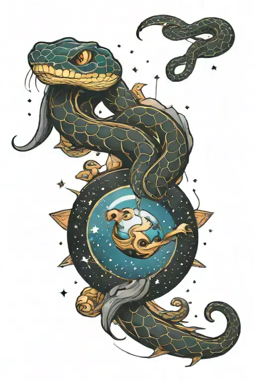 Snake In Space Surrounded