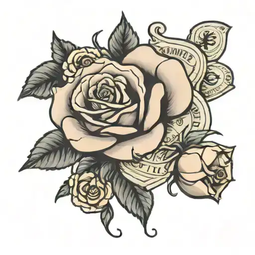 A Rose With A Stack Of Money On The Back And A Hollow Rose
