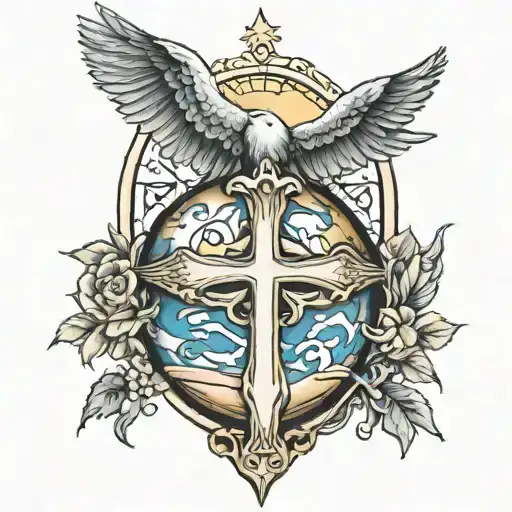 Earth Nativity Dove Cross Tomb Crown