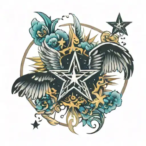 Feetprint Angelwings Star Sign Combined