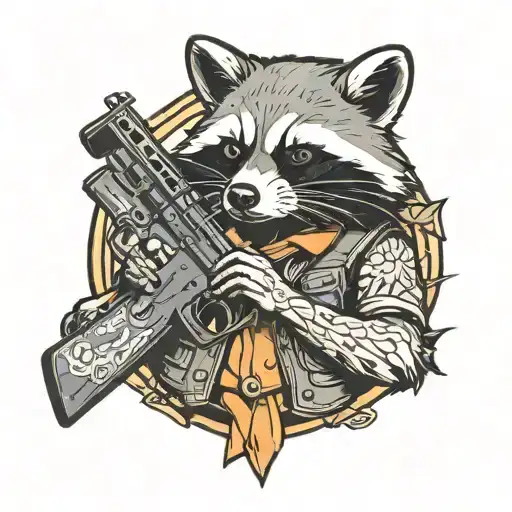 Raccoon Holding Gun