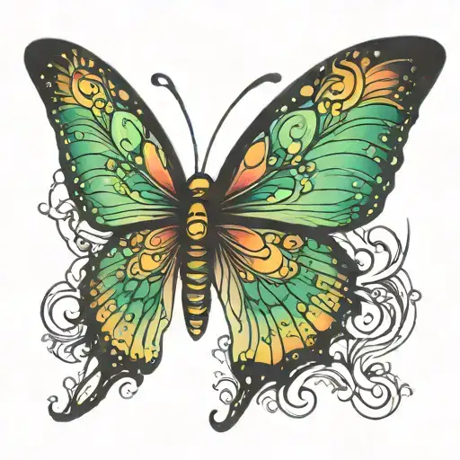 Butterfly With Northern Lights Background