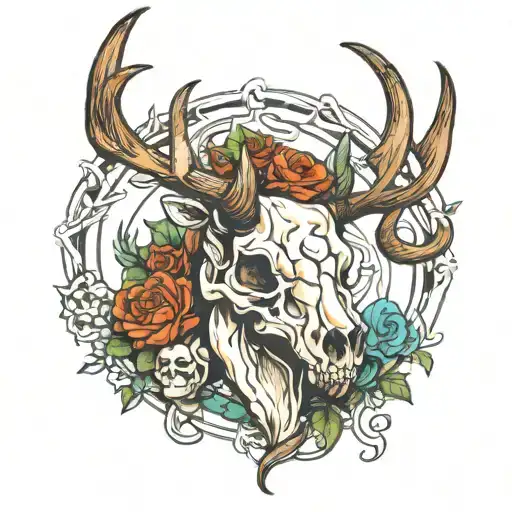 Elk Skull With Snake