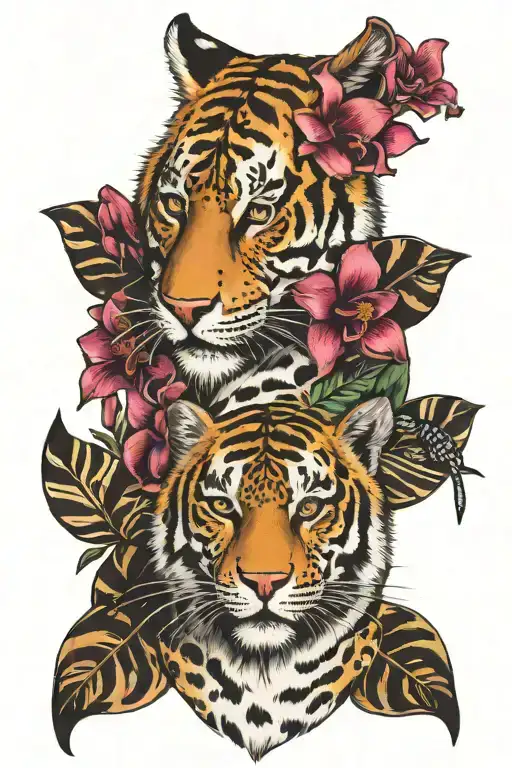 Tiger Lillies With Leopard Print And Orchids