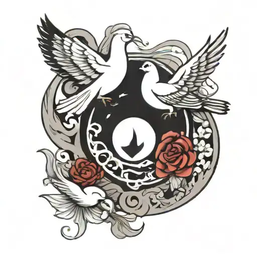 Yin Yang With A Dove Flying Away
