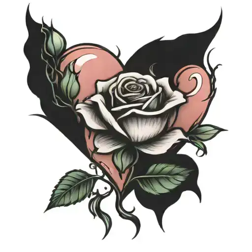 Heart And Rose Growing