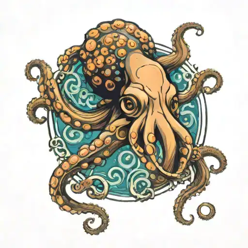 Octopus Ocean Themed Full Sleeve Tattoo Design
