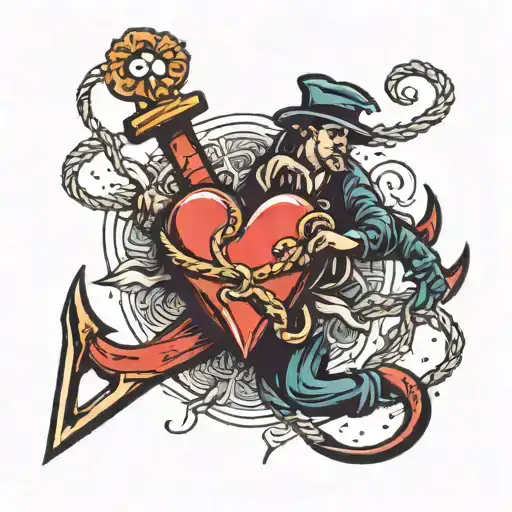Man Dragging Heart Anchor
