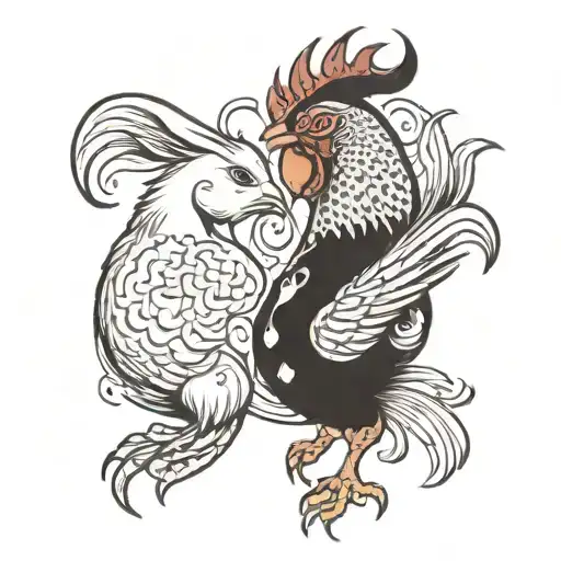 Rabbit And Rooster Yin And Yang