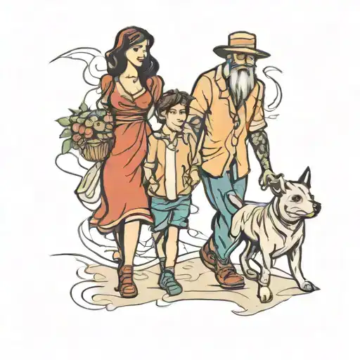 Mother Father And Son Walking