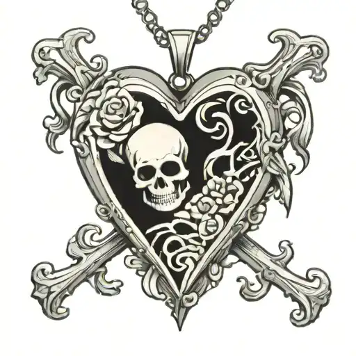 Sad Skeleton Heart Shaped Locket
