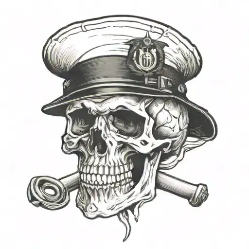 Skull Wearing Marine Corps Hat With A Hankerchief