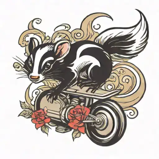 Black And White Skunk Jumping Down