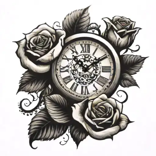 Clock With Roses And Foot Print