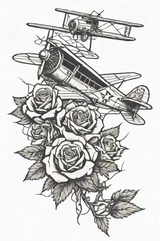 Rose And Plane Taking