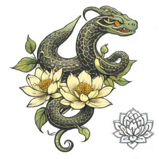 Moon Snake Lotus Flower Blooming