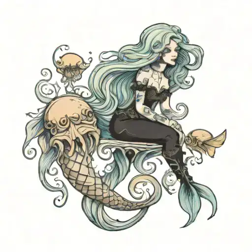 Jellyfish Creepy Mermaid Holding