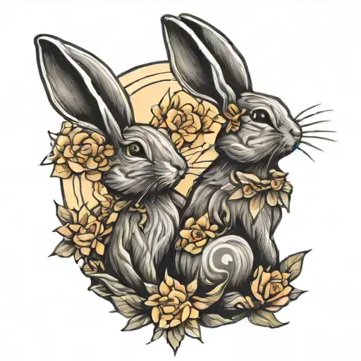 Two Bunnies Between Sun