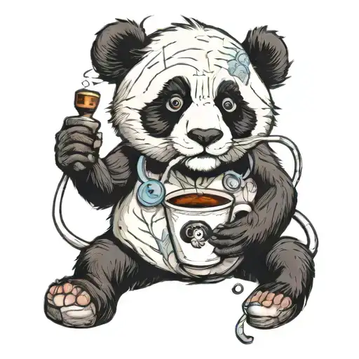 Panda With Coffee And Stethoscope