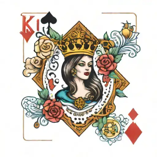 Madeleine On A Playing Card And A Crown