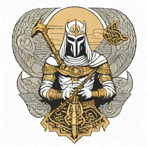 Egyptian God Moon Knight With Staff