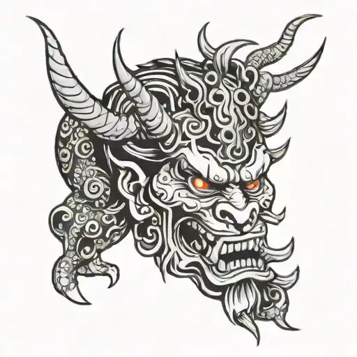 Japanese Oni Maskwith Dragon Wrapped