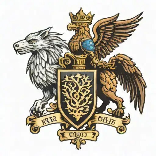 Coat Of Arms Knight Fox Eagle Tree Growing