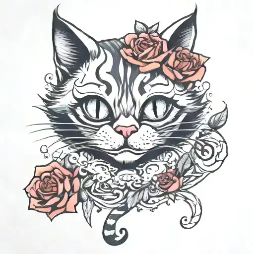 Cheshire Cat And Roses