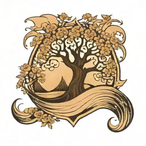 Three Simple Waves Bisected By A Tree Of Life