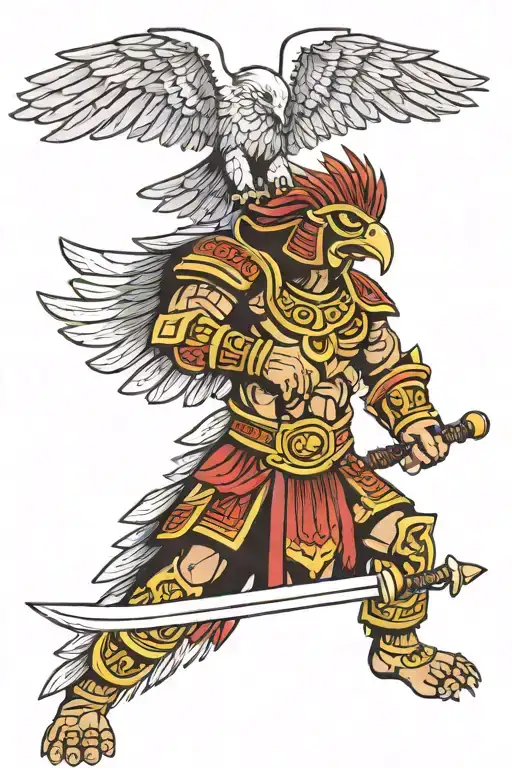 Aztec Eagle Warrior Wielding A Sword