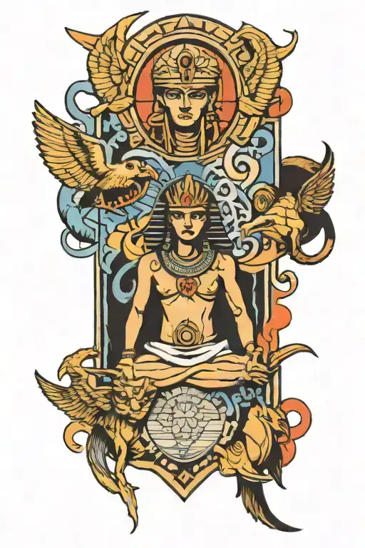 Animated Egyptian Tattoo Of Heaven And Hell