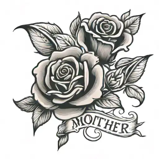 Roses With The Word Mother On The Stem