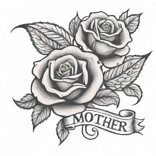 Roses With The Word Mother On The Stem Rose