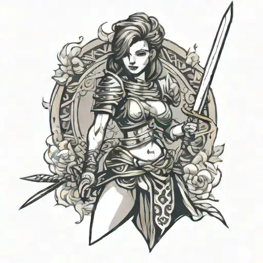 Female Warrior Wielding A Sword