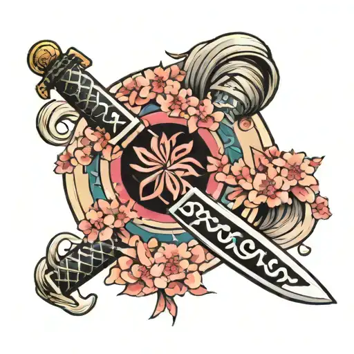 Sakura Winding Around Katana Sword