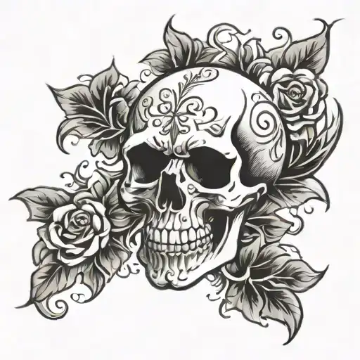 Skull Black And White On Back