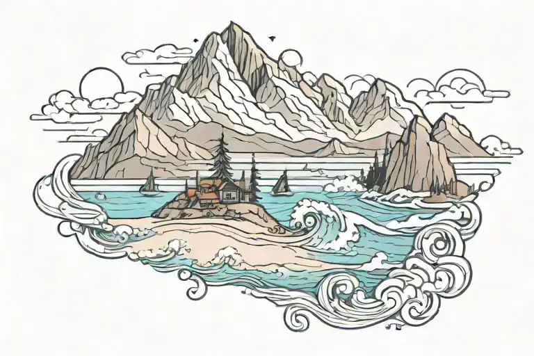 Beach And Mountain Landscape
