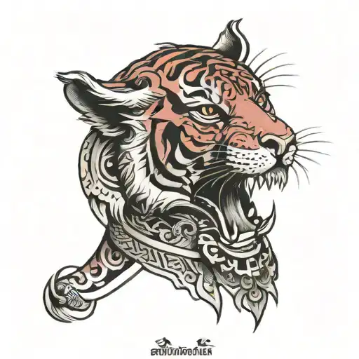 Red Laos Tiger On The Neck