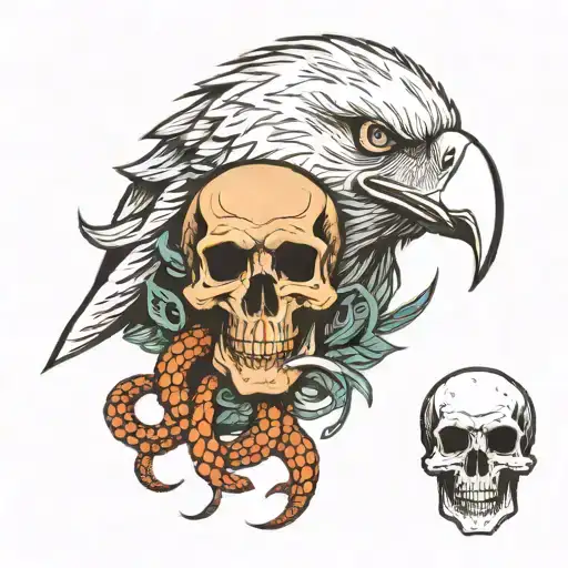 An Eagle Above The Skull And A Snake Under The Skull