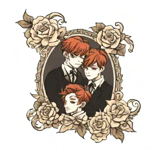 Red Haired Twin Boys In Beige Lolita Fashion