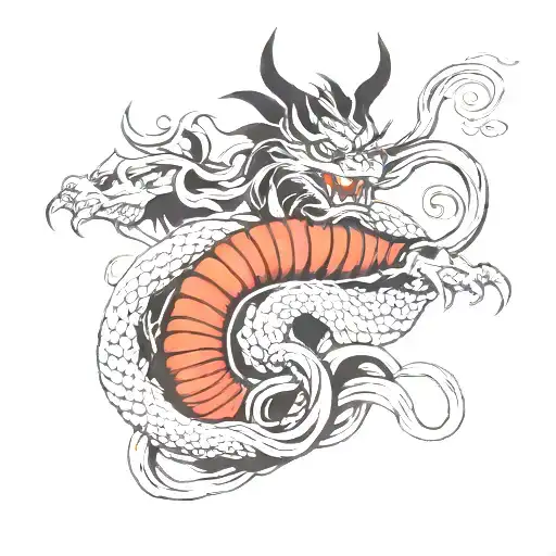 Full Back Samurai Dragon Coiled